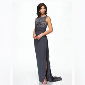 Evening Beaded / sequenced Dress with optional shawl/ Mother of the groom
